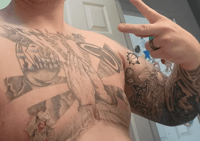 Starting chest with soft tissue around the nipple area.